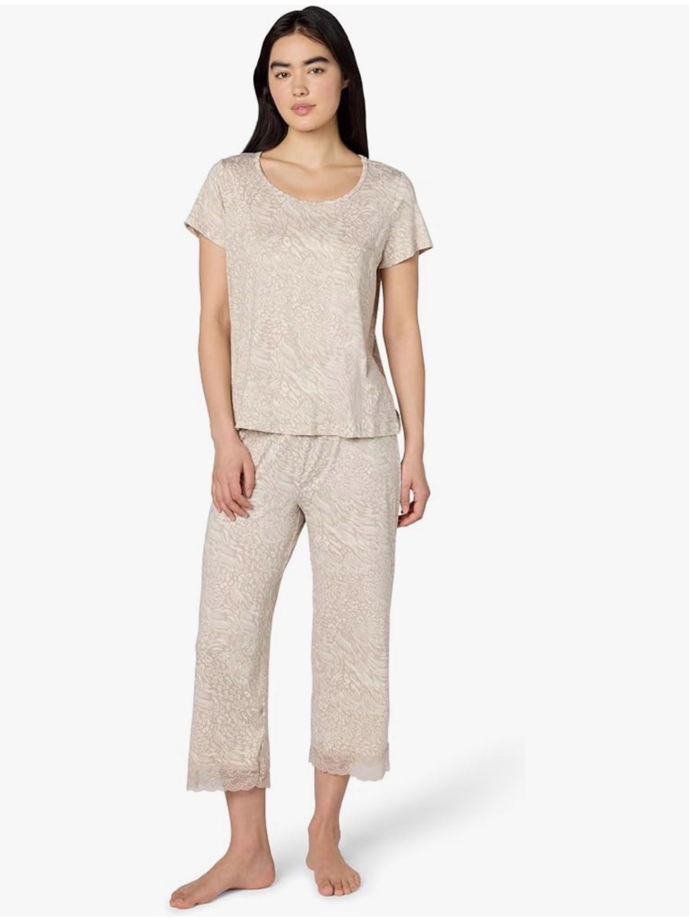 Tahari Blurred Cheetah Pajama Set size small